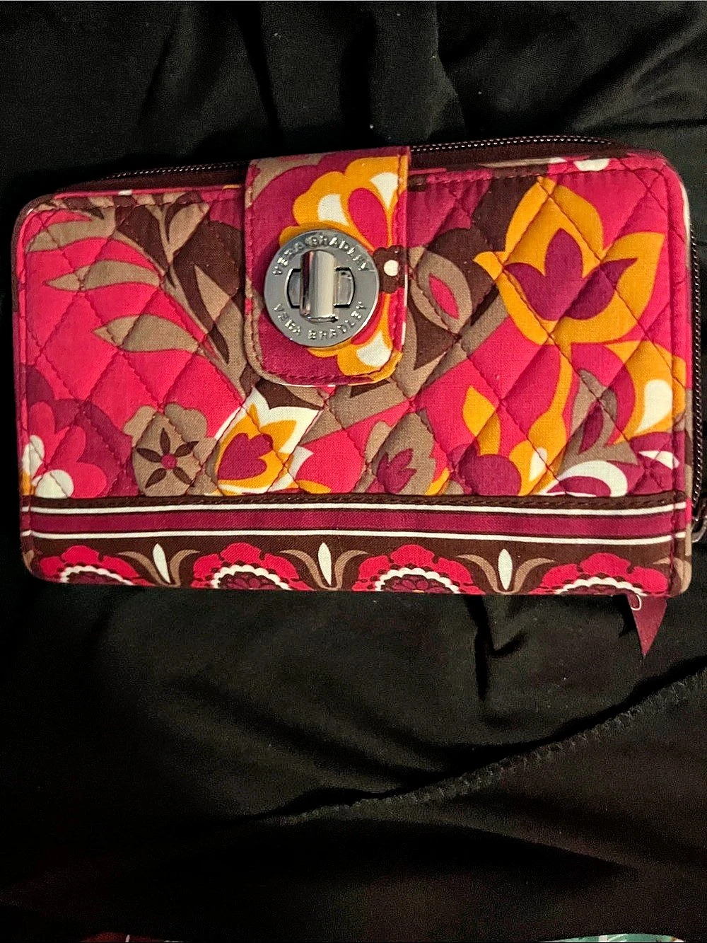 Vera Bradley Turnlock Wallet Floral Pink & Brown